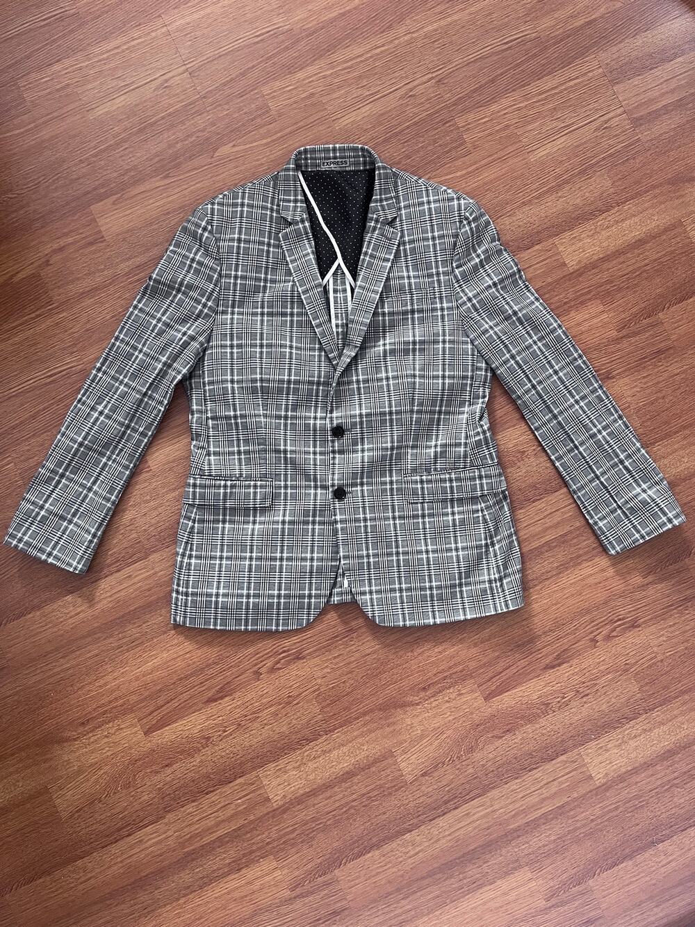 Express Photographer Fitted Glen Plaid Blazer 42R